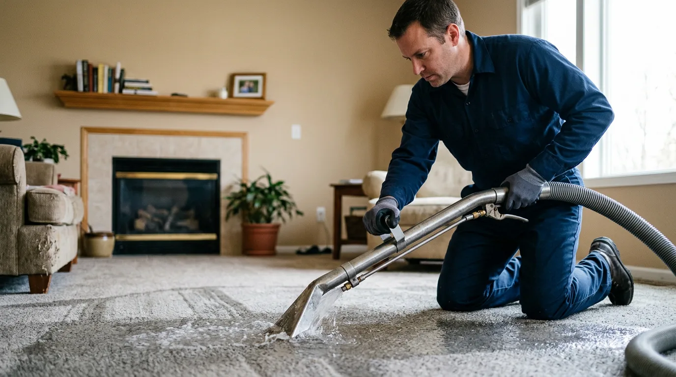 Water damage restoration technician working near Terrell, TX